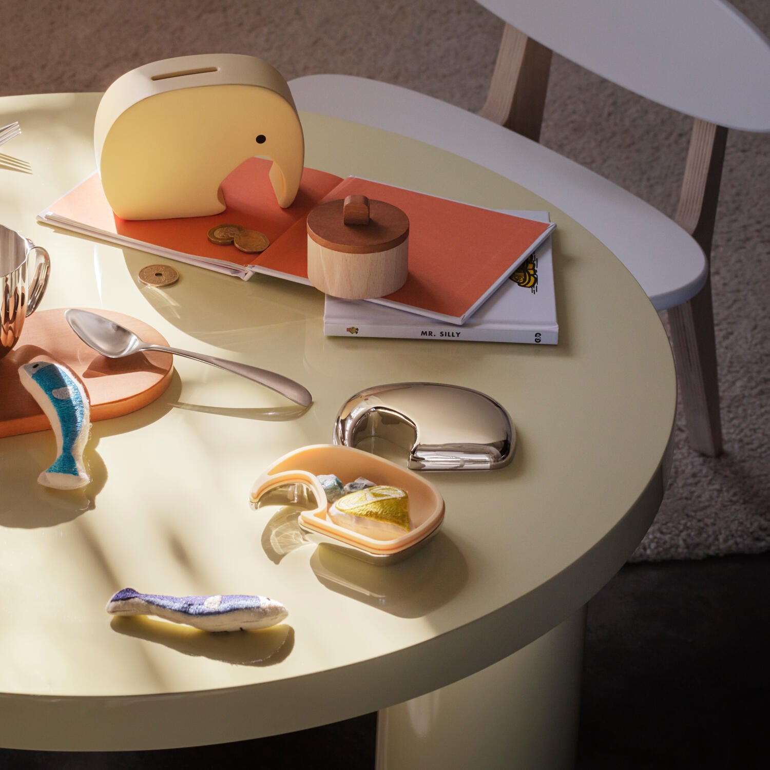 Elefant Keepsake box - stål/gul